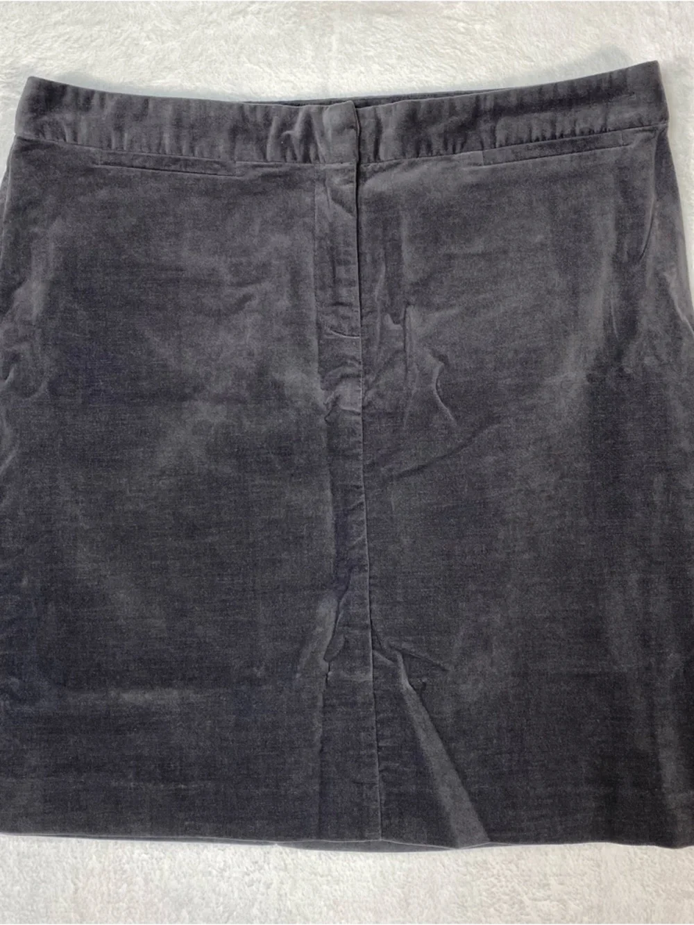 J. Jill Charcoal Grey Velvet Mini Skirt straight Stretch Comfort Boho‎ Luxe Sz 8